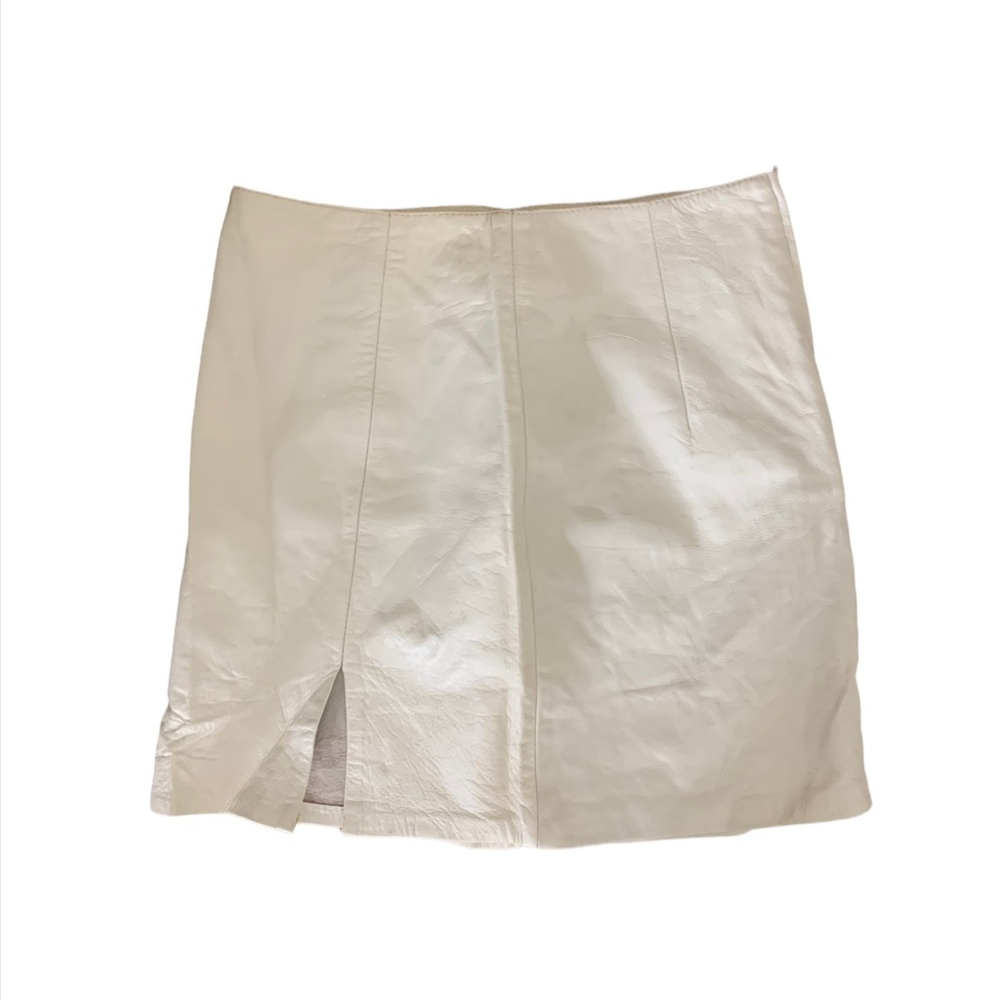 Beige Leather Mini Skirt